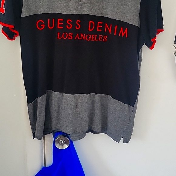 Guess los Angeles Black grey and red polo shirt - Picture 3 of 10